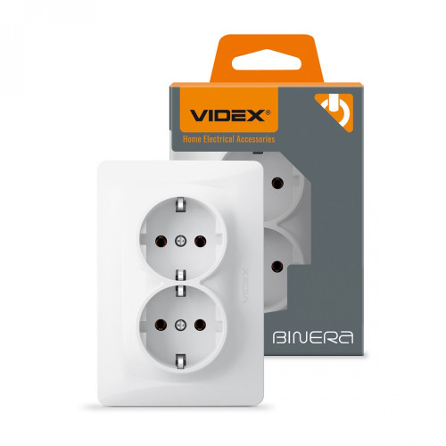 Socket double schuko white VIDEX BINERA VF-BNSK2G-W