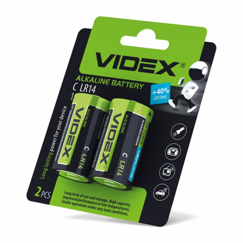 Alkaline battery Videx LR14/C 2pcs BLISTER CAR 1,5V, 8000mAh