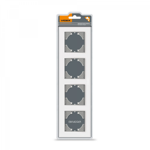 Frame white glass 4 gang horizontal VIDEX BINERA VF-BNFRG4H-W