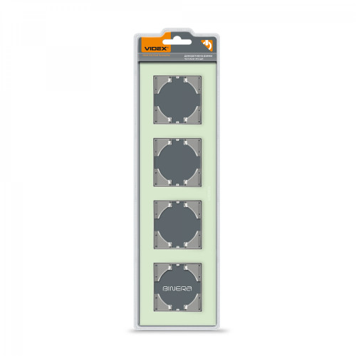Frame green glass 4 gang horizontal VIDEX BINERA VF-BNFRG4H-GR