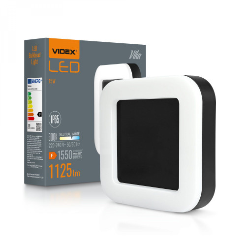 LED Bulkhead Light VIDEX-BULKHEAD-LED-VIKA-BLACK-15W-NW 