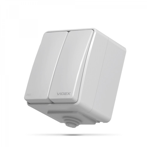 IP65 Switch 2gang 1 way, surface mounting, Gray VIDEX BINERA VF-BNW12-G