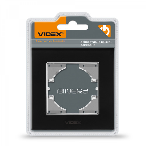 Frame black glass single horizontal VIDEX BINERA VF-BNFRG1H-B