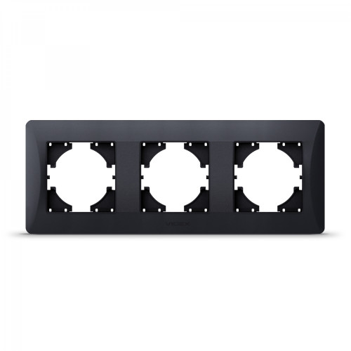 Frame black graphite 3 gang horizontal VIDEX BINERA VF-BNFR3H-BG