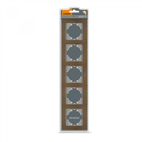 Frame chocolate aluminum 5 gang horizontal VIDEX BINERA VF-BNFRA5H-CH