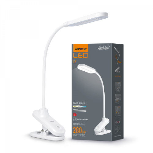 LED Dimmable Desk Lamp 6W VIDEX DESK-LAMP-HELSINKI-WHITE VLE-TF09W