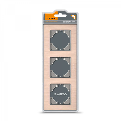 Frame copper aluminum 3 gang horizontal VIDEX BINERA VF-BNFRA3H-CP