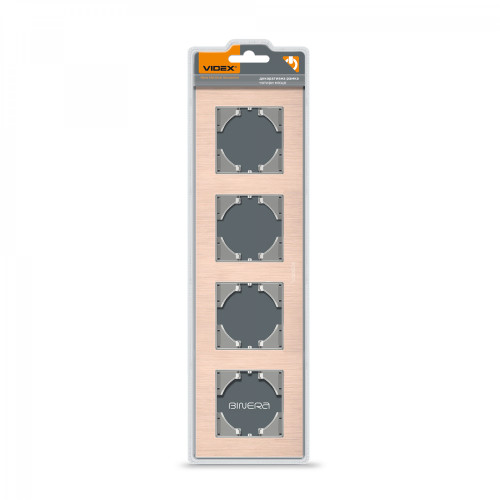 Frame copper aluminum 4 gang horizontal VIDEX BINERA VF-BNFRA4H-CP