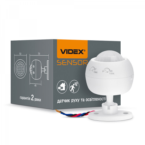Sensor VIDEX VL-SPS27W, 8m, 10sec-7min, 10-2000lx, 360*, IP20, white