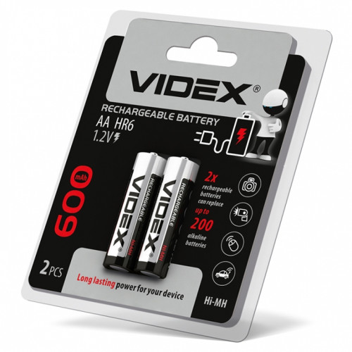 Batteries Videx HR6/AA 600mAh double blister/2pcs